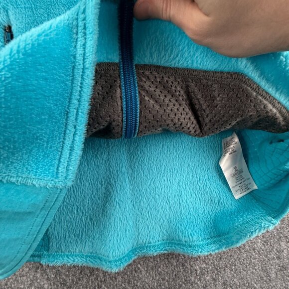 Patagonia Fleece Jacket Women Blue Fuzzy Soft Small Full Zip Pockets Logo Waffle - Picture 8 of 14